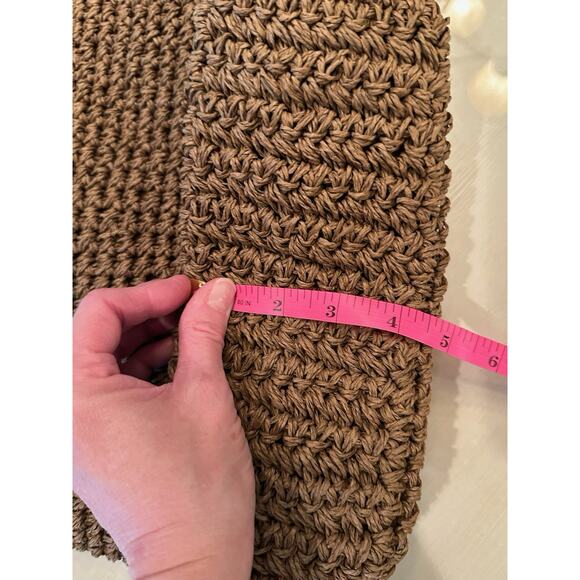 Capelli Straworld  Shoulder Bag Brown with Beaded Circles on Handle - Picture 14 of 14